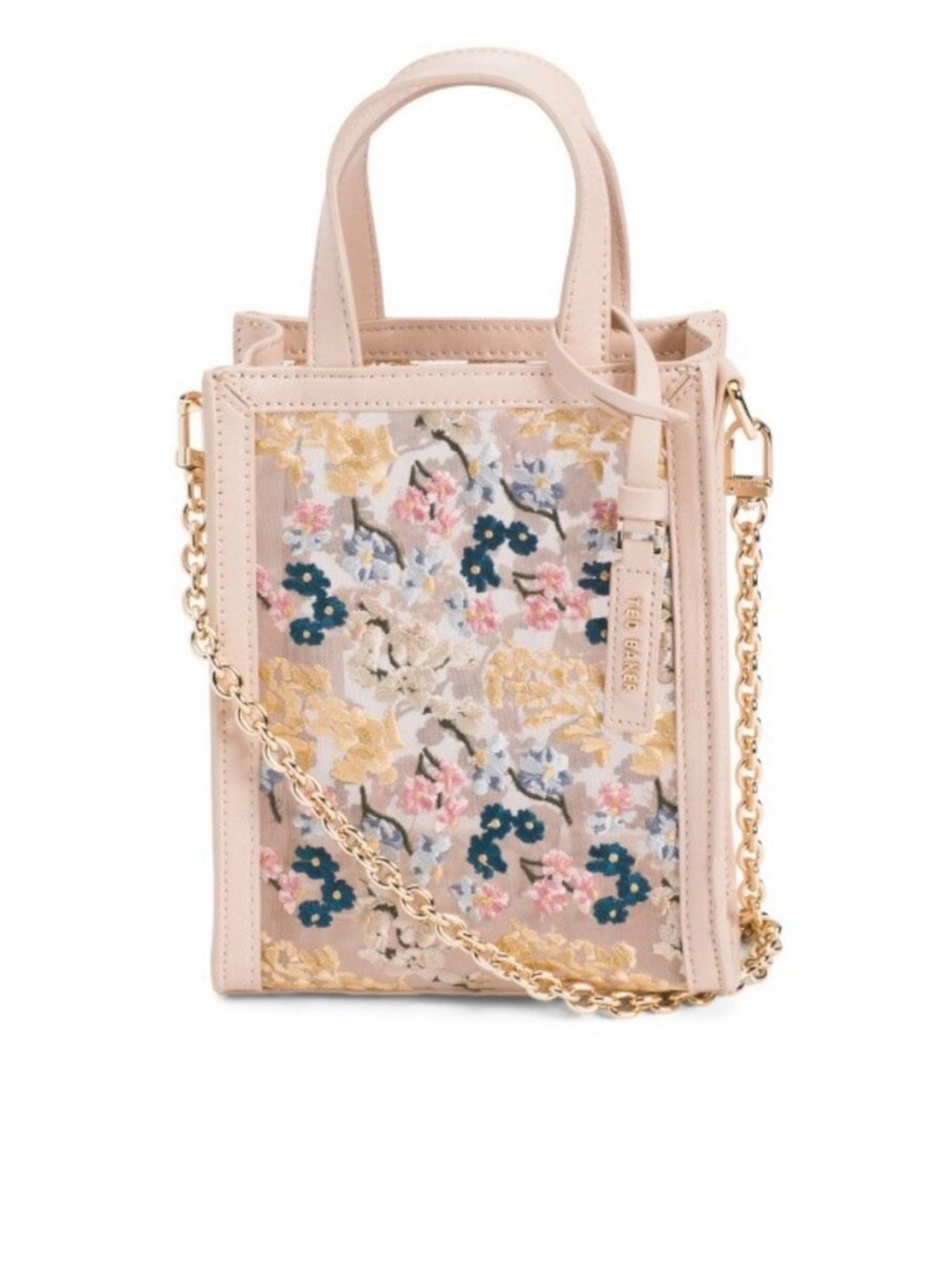 NEW Ted Baker Blush Floral Mini Crossbody with Gold Chain. Dust bag included
